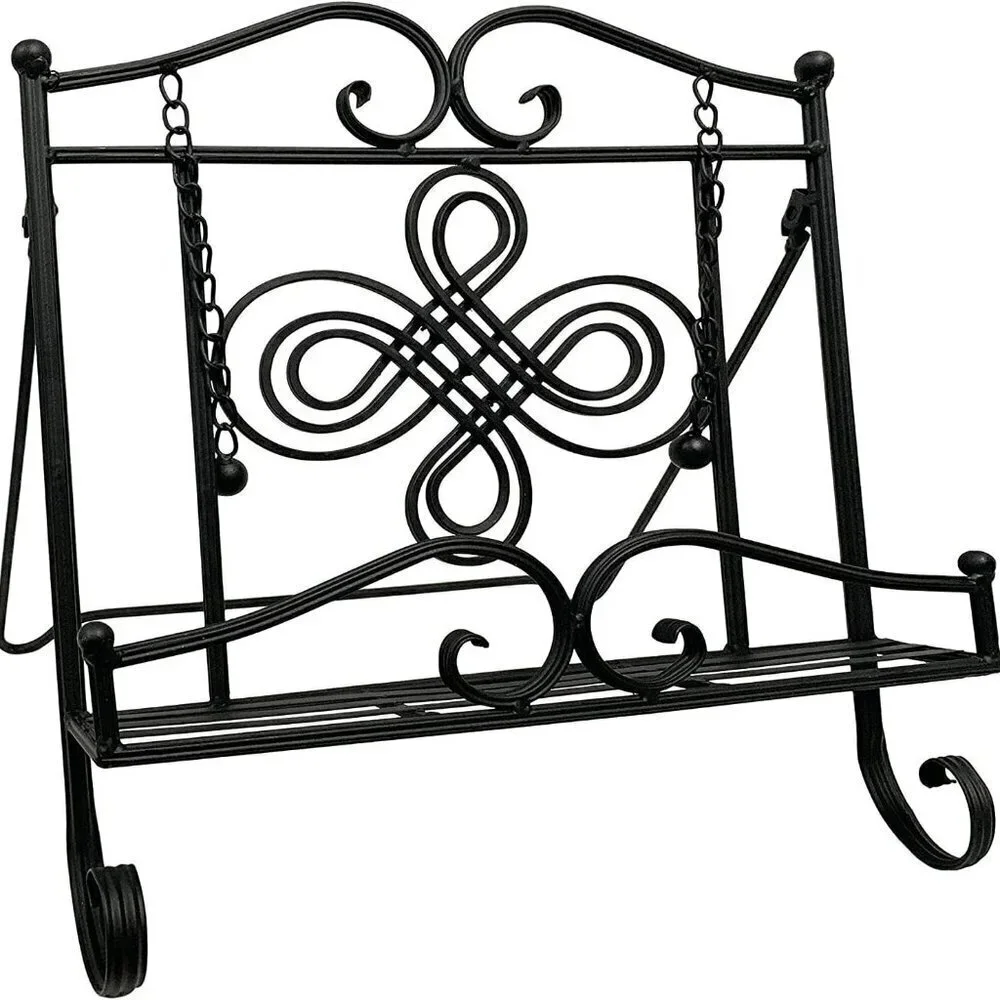 Swirl  Black Metal Cookbook iPads, Holders, Portable, Adjustable, Free‎ Standing